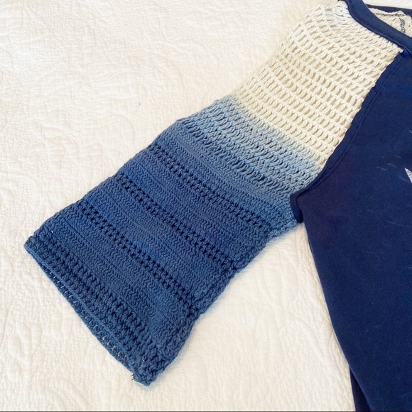 Free People Tranquility Graghic Crochet Sleeve Top - S - Picture 8 of 13